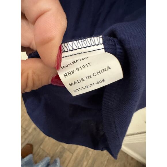 Solitaire Women's Blue Embroidered Ruffled Short Sleeve Tunic Mini Dress Size L - Picture 4 of 7